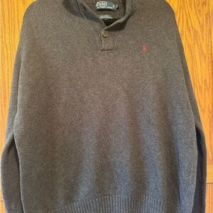 Polo by Ralph Lauren Charcoal Crewneck Button-Trim Sweater -Men’s L